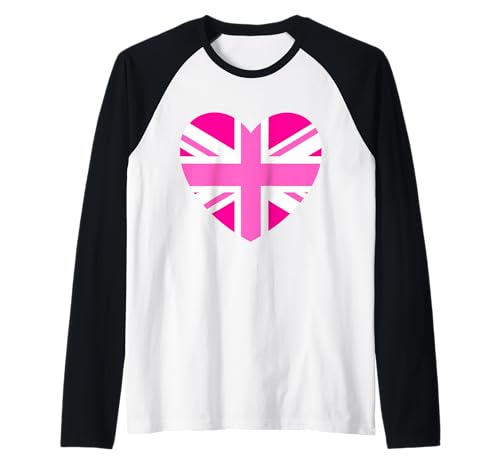 Rosa Britische Flagge Union Jack Herz Rosa Mädchen Damen Frauen Raglan Rosa Britische Flagge Union Jack Herz Rosa Mädchen Damen Frauen Raglan von English Women Unite Celebrate British Ladies Pink