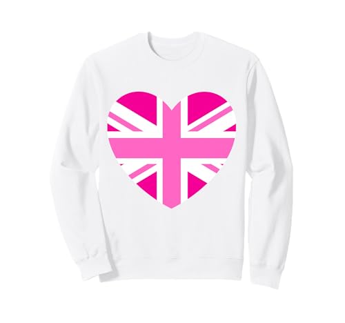 Rosa Britische Flagge Union Jack Herz Rosa Mädchen Damen Frauen Sweatshirt Rosa Britische Flagge Union Jack Herz Rosa Mädchen Damen Frauen Sweatshirt von English Women Unite Celebrate British Ladies Pink