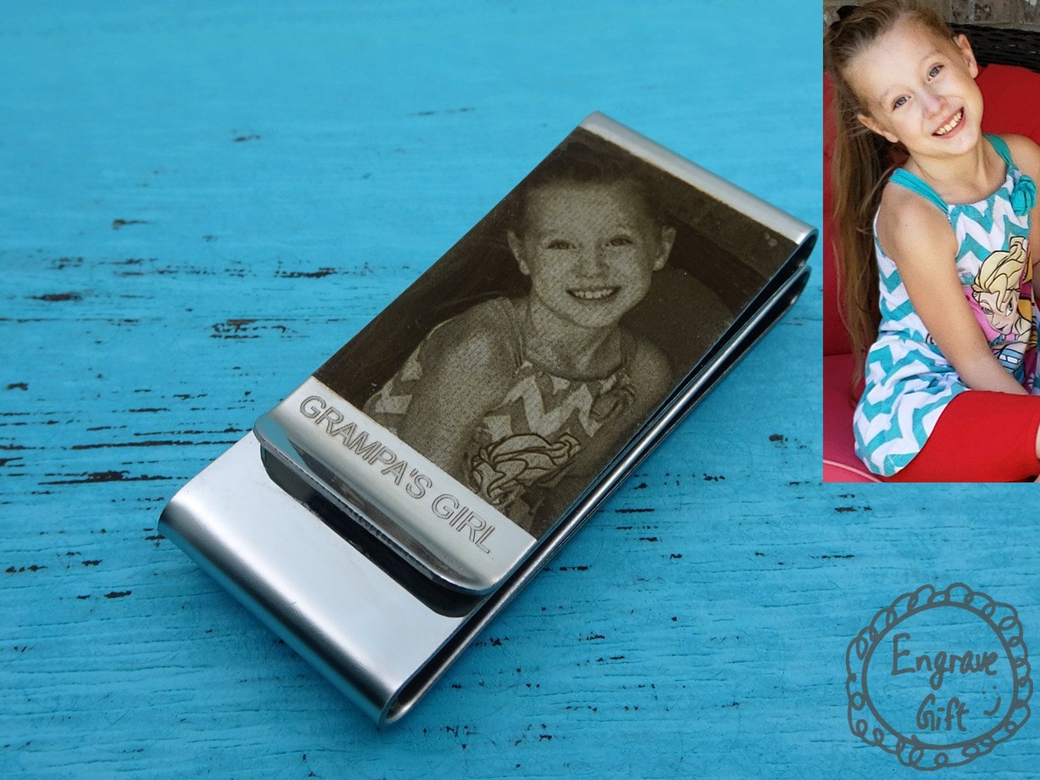 Benutzerdefinierte Fotogravur, Ihre Echte Handschriftsignaturzeichnung, Personalisiertes Benutzerdefiniertes Gravurgeschenk. Stahl Geldklammer von EngraveGift