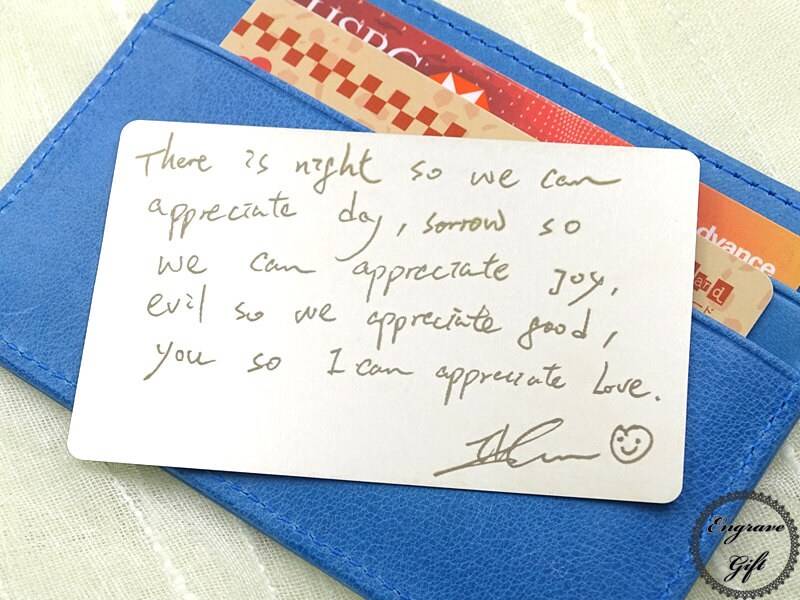 Benutzerdefinierte Handschrift Graviert Brieftasche Einsatz - Personalisierte Edelstahl Karte, Liebesbrief, Gedenkstätte, Sentimental Geschenk von EngraveGift