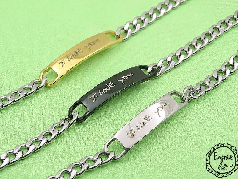 Personalisierte Benutzerdefinierte Handschrift Gravieren Frauen Edelstahl Arc Armband Geschenk Freundin Frau Schwarz Gold Silber von EngraveGift