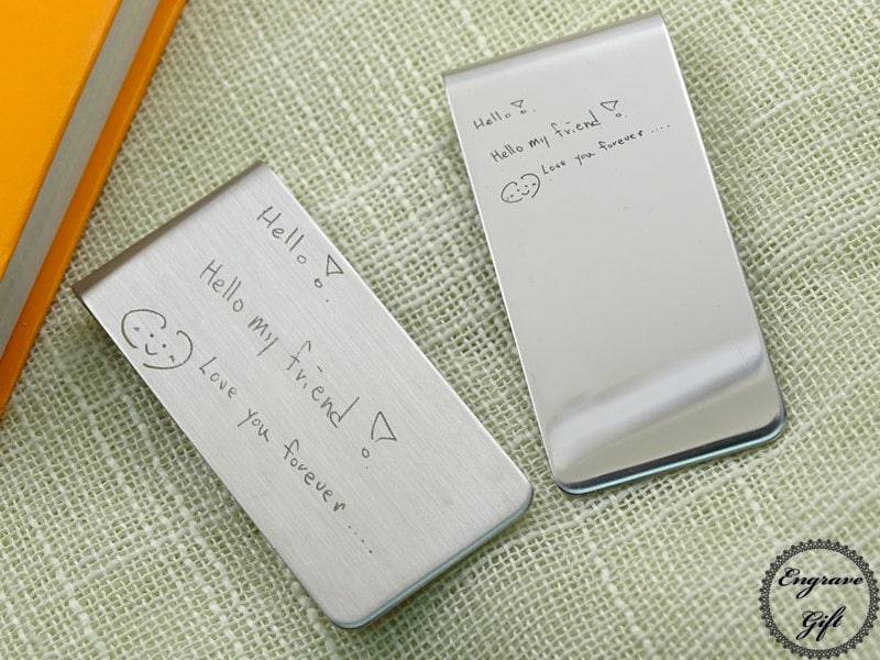 Personalisierte Handschrift Geldklammer Lesezeichen - Edelstahl Geschenkidee Personalisierte Handschrift Geldklammer Lesezeichen - Edelstahl Geschenkidee von EngraveGift