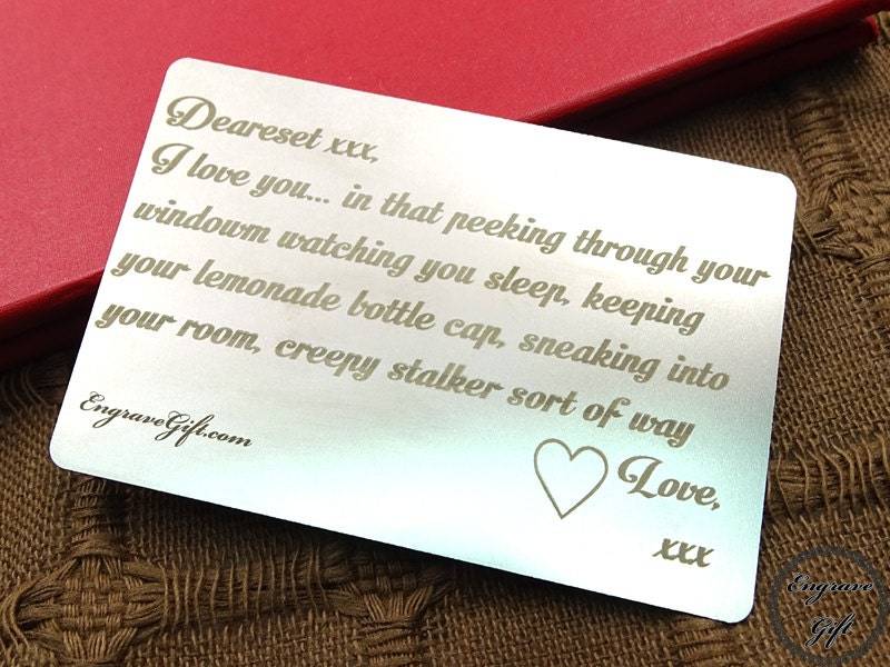 Personalisierte Stahl Brieftasche Einlegekarte Individuell Graviertes Geschenk von EngraveGift