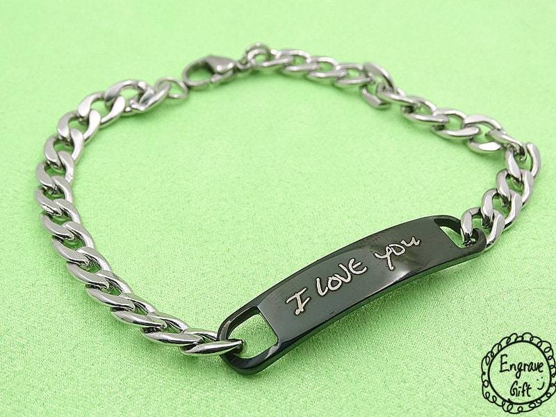 Personalisiertes Edelstahl Bogen-Armband Für Freundin Oder Frau - Individuelle Handschrift Graviert Geschenk Sie von EngraveGift