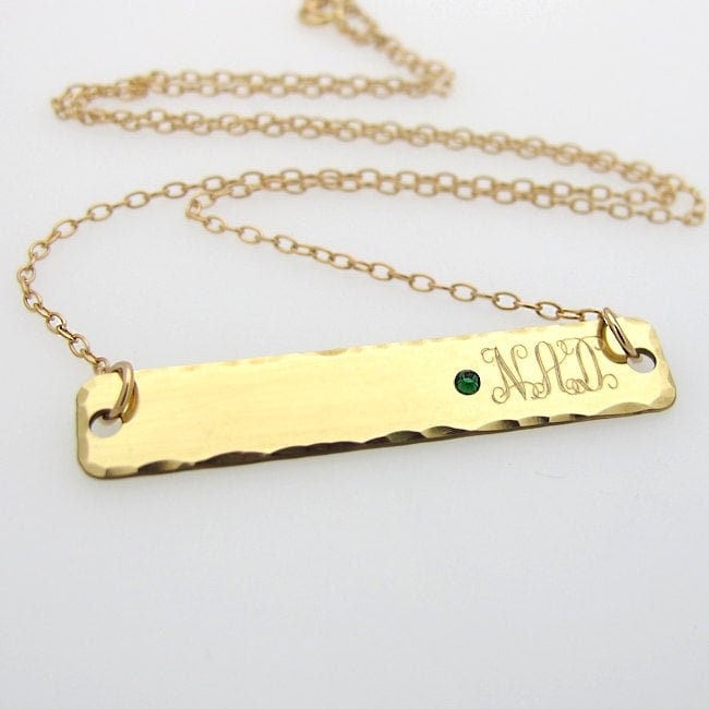 Gold Monogramm Initialen Halskette Birthstone Anhänger Personalisierte Rechteck Bar Gefüllt Für Sie Geburtstagsgeschenk Damen Gold Monogramm Initialen Halskette Birthstone Anhänger Personalisierte Rechteck Bar Gefüllt Für Sie Geburtstagsgeschenk Damen von EngravedJewelry