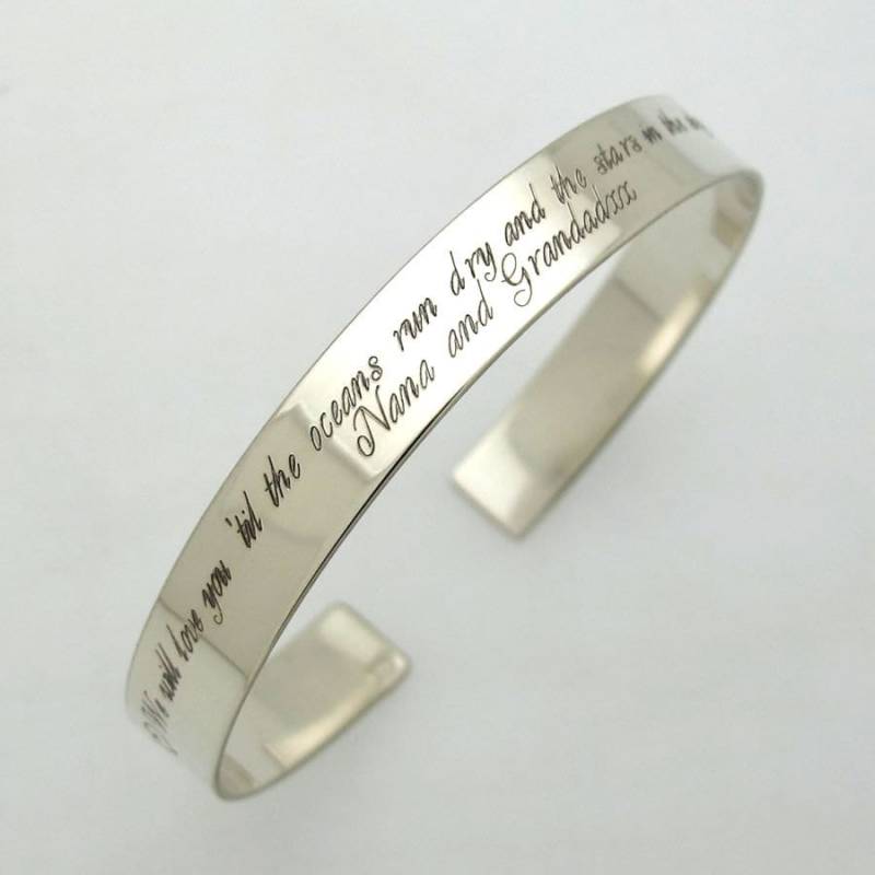 Inspirierendes Zitat Armband Personalisiertes Geschenk Für Sie, Massiver Sterling Silber Manschette Armreif Text Motivations Armbänder von EngravedJewelry