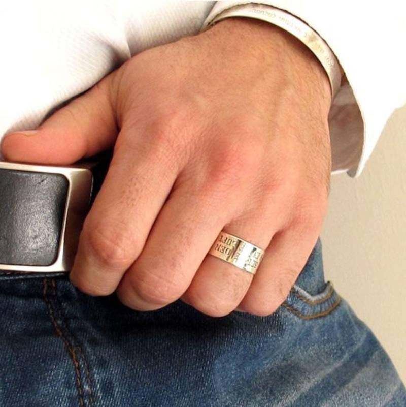 Personalisierter Herrenring 925 Sterlingsilber Ring Mit Gravur Band Freund Geschenk Für Ihn Individueller Geburtstagsgeschenk von EngravedJewelry