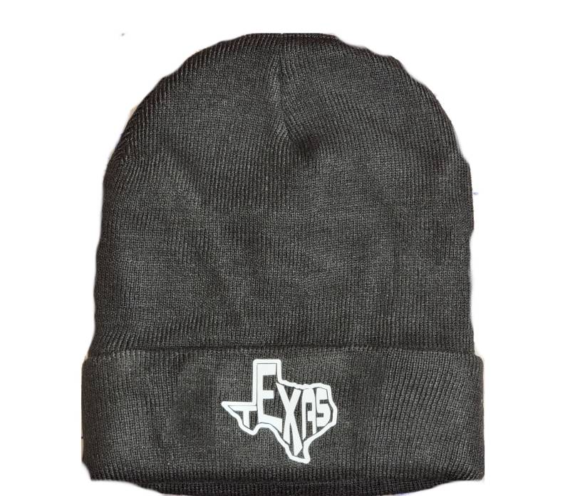 Texas State Beanie Mit Schwarzer Mütze Und Silbernem Reflektierendem Logo Eld Design Exclusive Usa America von EngravedLaserDesigns