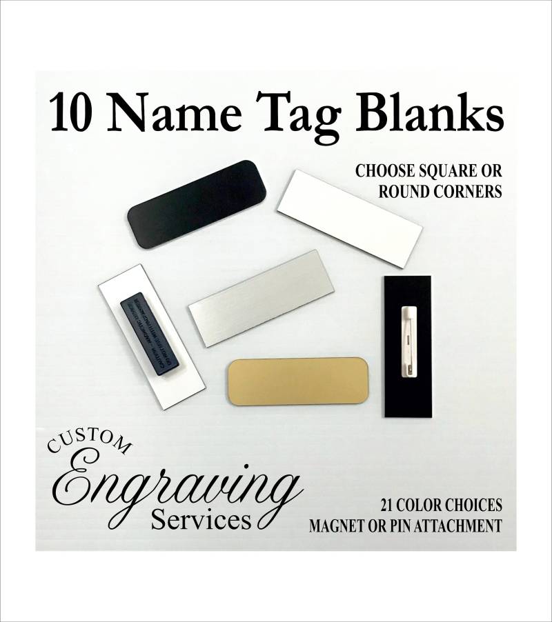 10 Blanko, Name Pin, Anhänger, Abzeichen, Mit Magnet Oder Pin Anhänge, Auswahl Von 21 Farben, 1 "x 3" 10 Blanko, Name Pin, Anhänger, Abzeichen, Mit Magnet Oder Pin Anhänge, Auswahl Von 21 Farben, 1 "x 3" von EngraverSteve