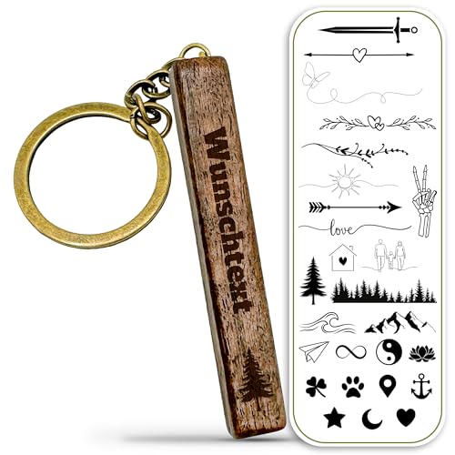 Engravery Schlüsselanhänger personalisiert, Walnussholz - Handgemachter Anhänger mit Gravur als individuelles Geschenk (Stab) von Engravery