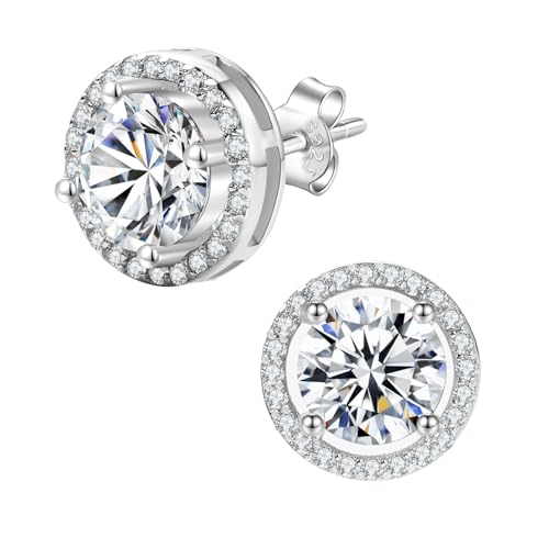 Moissanit-Ohrstecker, im Labor hergestellter, winziger Ohrring aus 925er Sterlingsilber mit 18 Karat Weißgoldbeschichtung, Schmuckgeschenke für Frauen und Männer, 1 Karat, passend zum Monatstag von EnhbZoilism