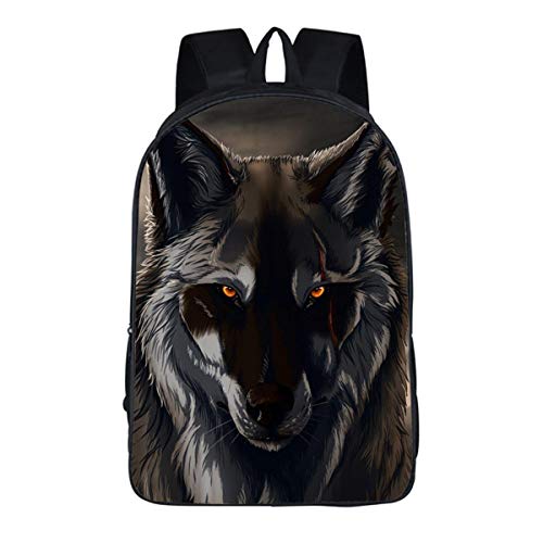 Enhome 3D Schulrucksack für Kinder, Drucken Design Schultasche Laptop Computer Rucksäcke Reißverschluss Schultasche Sport Beiläufig Rucksäcke Unisex Laptop (Wolf malen,16 Zoll) von Enhome