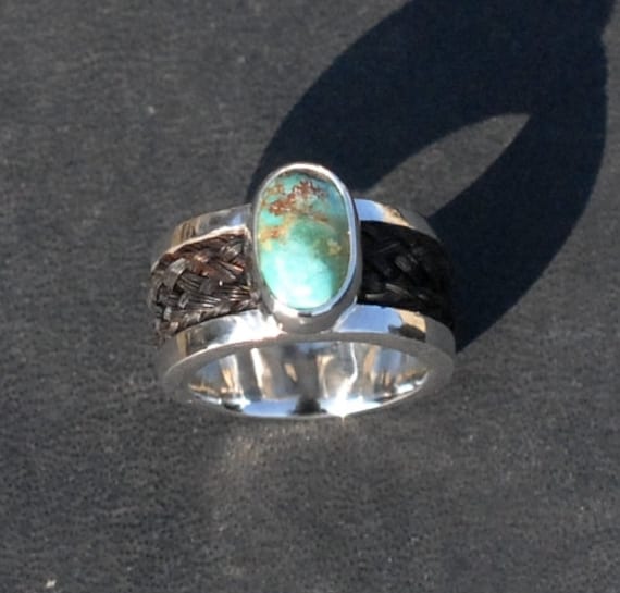 Benutzerdefinierte Rosshaar-Ring, Silber Gold Haustier Pelzring, Feuerbestattung Asche Ring, Gedenkring, Türkis Benutzerdefinierte Rosshaar-Ring, Silber Gold Haustier Pelzring, Feuerbestattung Asche Ring, Gedenkring, Türkis von Enigmahorse