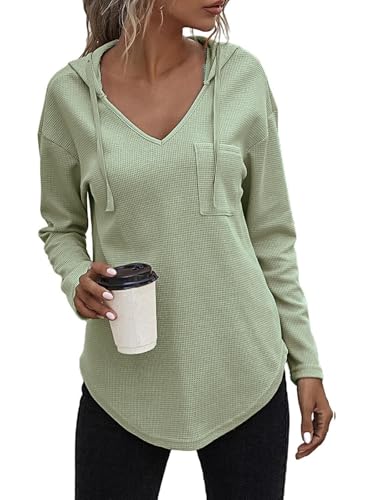 Eniloyal Hoodie Damen Pullover Herbst Langarm V Ausschnitt Kapuzenpullover Sweatshirt Kapuzenshirt Longpullover Hoody Damen Mit Kapuze Sweatjacke Pulli Oberteile von Eniloyal