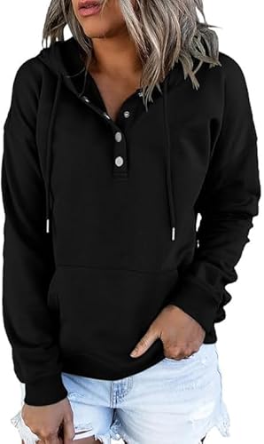 Eniloyal Hoodie Damen mit Kapuze Sweatshirt für Damen Pullover Kapuzenpullover Herbst Oberteile Langarm Einfarbig Kapuzenpulli von Eniloyal