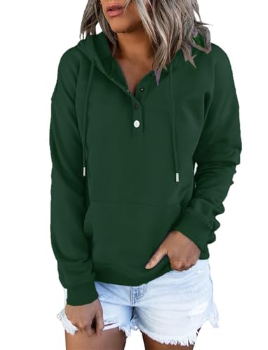 Eniloyal Kapuzenpullover Damen Hoodie Sweatshirt mit Kapuze Pullover Pulli Herbst Langarm Oberteile Sweater Kapuzenshirt (DE/NL/SE/PL, Alphanumerisch, S, Regular, Regular, A Grün) von Eniloyal
