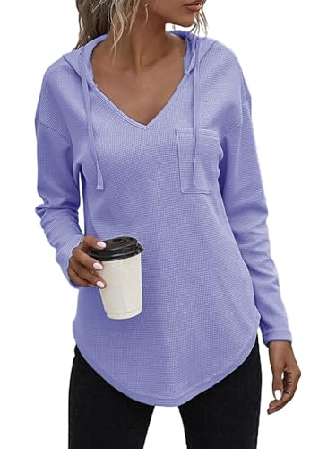 Eniloyal Hoodie Damen Pullover Herbst Langarm V Ausschnitt Kapuzenpullover Sweatshirt Kapuzenshirt Longpullover Hoody Damen Mit Kapuze Sweatjacke Pulli Oberteile von Eniloyal