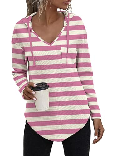 Eniloyal Kapuzenpullover Damen Pullover Hoodie Langarm V Ausschnitt Kapuzenpullover Sweatshirt Kapuzenshirt Hoody Damen Mit Kapuze Sweatjacke Longpullover Pulli Oberteile von Eniloyal