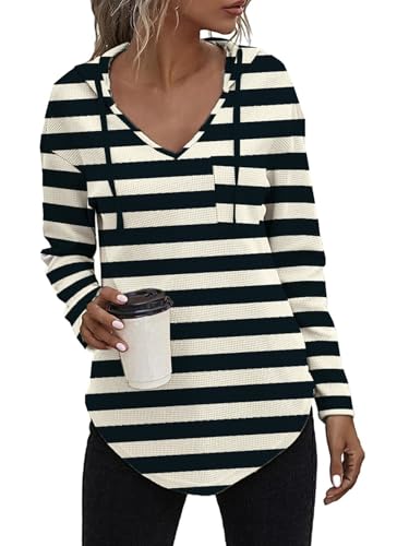 Eniloyal Pullover Damen Herbst Hoodie Langarm V Ausschnitt Kapuzenpullover Sweatshirt Kapuzenshirt Longpullover Hoody Damen Mit Kapuze Sweatjacke Pulli Oberteile von Eniloyal