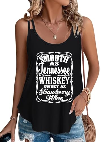Eniloyal Sommer Tops Damen Ärmellose Spaghetti Oberteile Bedrucken Elegant Tank Top Sommermode Shirt Locker Schwarz Country Music XXL von Eniloyal
