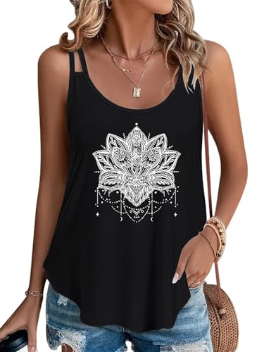 Eniloyal Spaghetti Top Damen Sommer Oberteile Elegant Tank Top Ärmellose Sommertop Shirt Scoop Ausgefallene Tanktop Locker L von Eniloyal