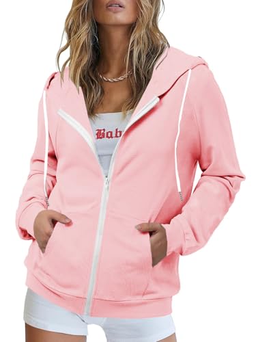 Eniloyal Sweatjacke Damen mit Kapuze Sweatshirt Jacke Kapuzenjacke Hoodie Reißverschluss Kapuzenpullover Full Zip Einfarbig Casual von Eniloyal