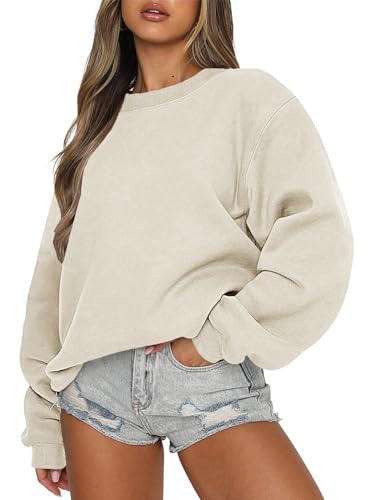 Eniloyal Sweatshirt Damen Pullover ohne Kapuze Langarmshirt Pulli Fleecepullover Baumwolle Sweater Rundhalsausschnitt Herbst Winter von Eniloyal