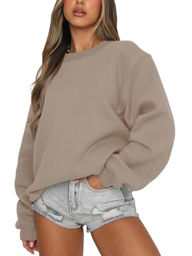 Eniloyal Sweatshirt Damen Pullover ohne Kapuze Langarmshirt Pulli Fleecepullover Baumwolle Sweater Rundhalsausschnitt Herbst Winter von Eniloyal