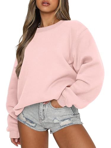 Eniloyal Sweatshirt Damen Pullover ohne Kapuze Langarmshirt Pulli Fleecepullover Baumwolle Sweater Rundhalsausschnitt Herbst Winter von Eniloyal