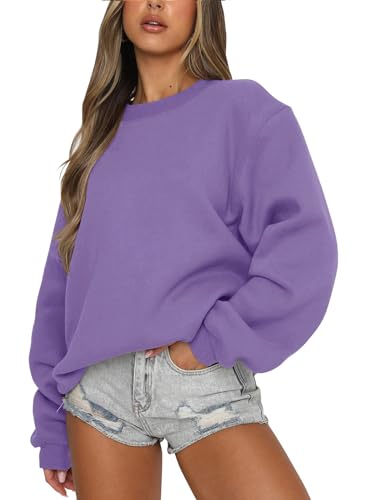 Eniloyal Sweatshirt Damen Pullover ohne Kapuze Langarmshirt Pulli Fleecepullover Baumwolle Sweater Rundhalsausschnitt Herbst Winter von Eniloyal
