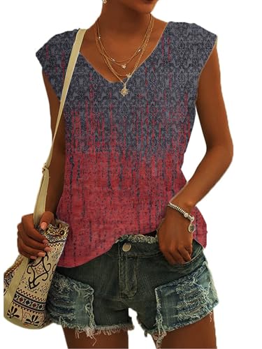 Eniloyal T-Shirt Damen V Ausschnitt Sommer T Shirt Baumwolle Tshirt Elegant Oberteile Graphic Shirts Aufdruck Basic Locker Tops von Eniloyal