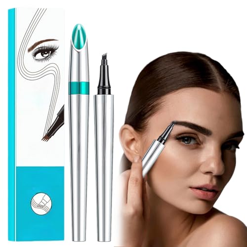 2025 Microblading Augenbrauenstift Wasserdicht, 3D Augenbrauenstift mit 4-Zinken-Gabel, Langanhaltender Augenbrauen Pen für Natürlichen Look & Feine Härchenzeichnung (Schwarz) von Enitmor