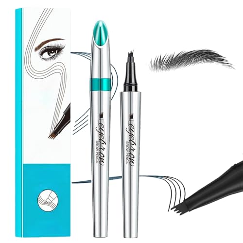 3D Magic Augenbrauenstift, Wasserfester Microblading-Augenbrauen-Tattoo-Stift, Präziser Microblading-Augenbrauenstift mit 4 Gabelspitzen, Modischer Wasserfester Make-up Augenbrauenstift (Schwarz) von Enitmor