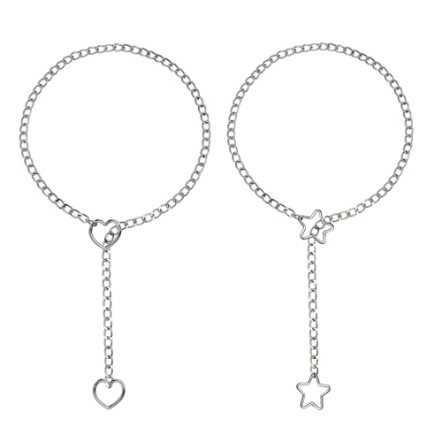 EnixwH 2 Stück Choker Kette Damen Herz Kette Heart Slip Chain Damen, Schlupfkette Punk Gothic Herzkette, Einstellbare Y-Halskette Legierung Choker Necklace, für Erntedankfest Muttertag Weihnachten von EnixwH