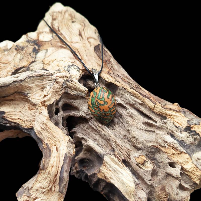 Einzigartiger Anhänger Aus Fruchtkern & Epoxidharz - Handgemachter Unikat-Schmuck | Nachhaltiges Statement-Kette von Enjearth