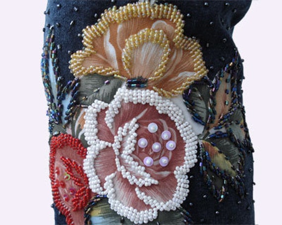 Bestickte Jeans Mit Rosendesign Aus Beads, Pailletten Und Spitze - Rose Antique von EnjoyJeans