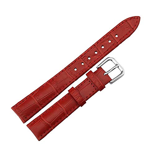 Kalbsleder Ersatz Leder Uhrenarmband Slub Muster MulticolorValentine Geschenke, rot, 16 mm, Riemen, verstellbar von NO BRAND