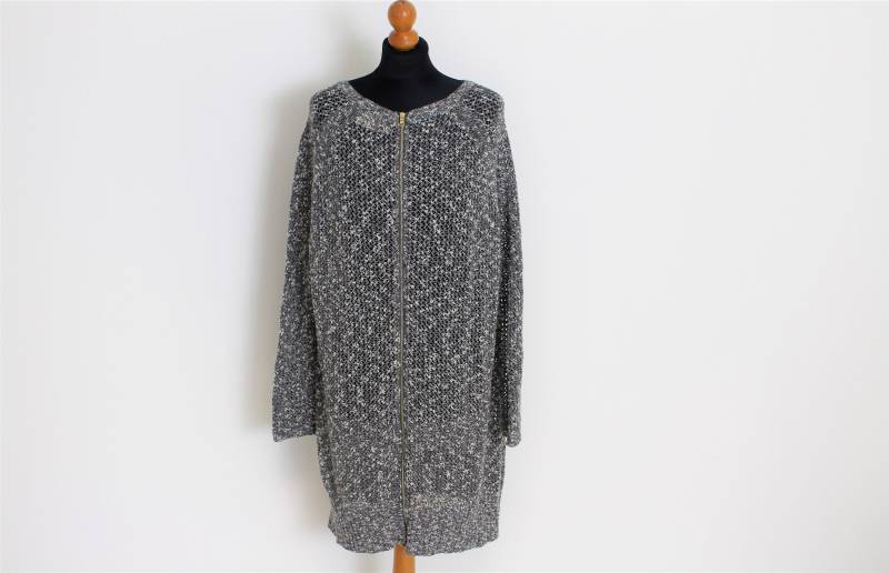 strick Tunika Grau Leinen Baumwollkleid Iis Of Norway Locker Tunika Kleid Mit Reißverschluss Extra Lang Pullover Oversized Klein Bis Mittel von EnjoyMyVintage