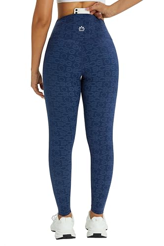 Enjoyoga Leggings Damen High Waist [mit Innentasche] -Blickdicht Sporthose Laufhose für Sport Yoga Gym -27(S-M, YB -Print (Blau)) von Enjoyoga