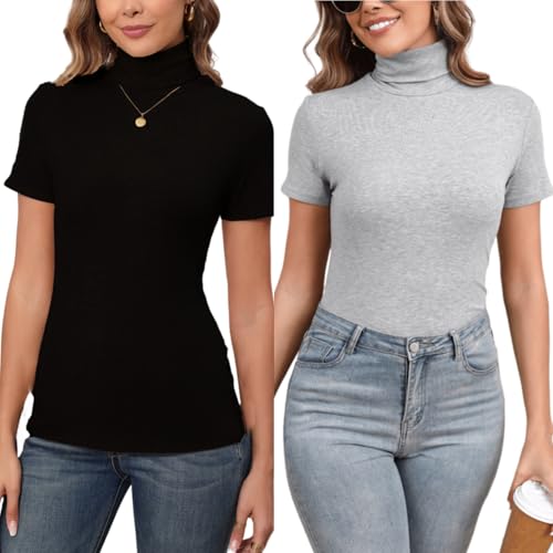 Enjoyoself Damen Rollkragenshirt Eleagant Kurzarm Strickpullover Basic Leichtes Rollishirt Unterziehrolli Slim Fit schwarz,grau,XXL Enjoyoself Damen Rollkragenshirt Eleagant Kurzarm Strickpullover Basic Leichtes Rollishirt Unterziehrolli Slim Fit schwarz,grau,XXL von Enjoyoself