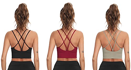 Enjoyoself Damen Sport BH Gekreuzt Rücken Push Up Bra Padded Sexy Nahtlos Bustier für Yoga Fitness Tranning von Enjoyoself