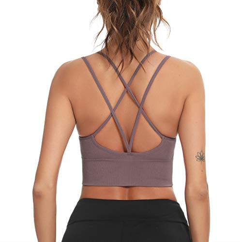 Enjoyoself Damen Sport BH Gekreuzt Rücken Push Up Bra Padded Sexy Nahtlos Bustier für Yoga Fitness Tranning von Enjoyoself