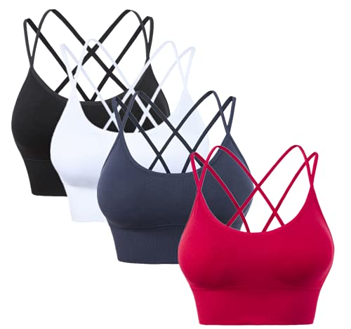 Enjoyoself Damen Sport BH Gekreuzt Rücken Push Up Bra Padded Sexy Nahtlos Bustier für Yoga Fitness Tranning von Enjoyoself