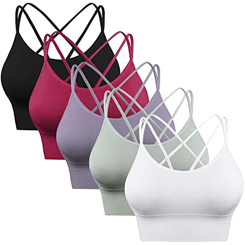 Enjoyoself Damen Sport BH Gekreuzt Rücken Push Up Bra Padded Sexy Nahtlos Bustier für Yoga Fitness Tranning von Enjoyoself