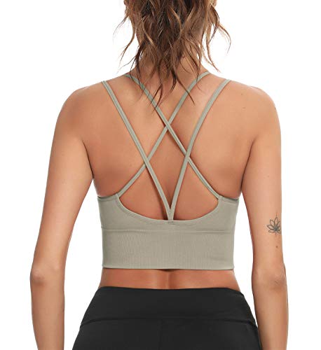 Enjoyoself Damen Sport BH Gekreuzt Rücken Push Up Bra Padded Sexy Nahtlos Bustier für Yoga Fitness Tranning von Enjoyoself