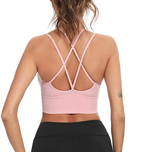 Enjoyoself Damen Sport BH Gekreuzt Rücken Push Up Bra Padded Sexy Nahtlos Bustier für Yoga Fitness Tranning von Enjoyoself