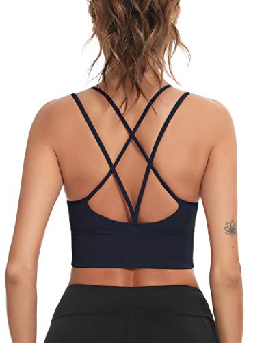 Enjoyoself Damen Sport BH Gekreuzt Rücken Push Up Bra Padded Sexy Nahtlos Bustier für Yoga Fitness Tranning von Enjoyoself