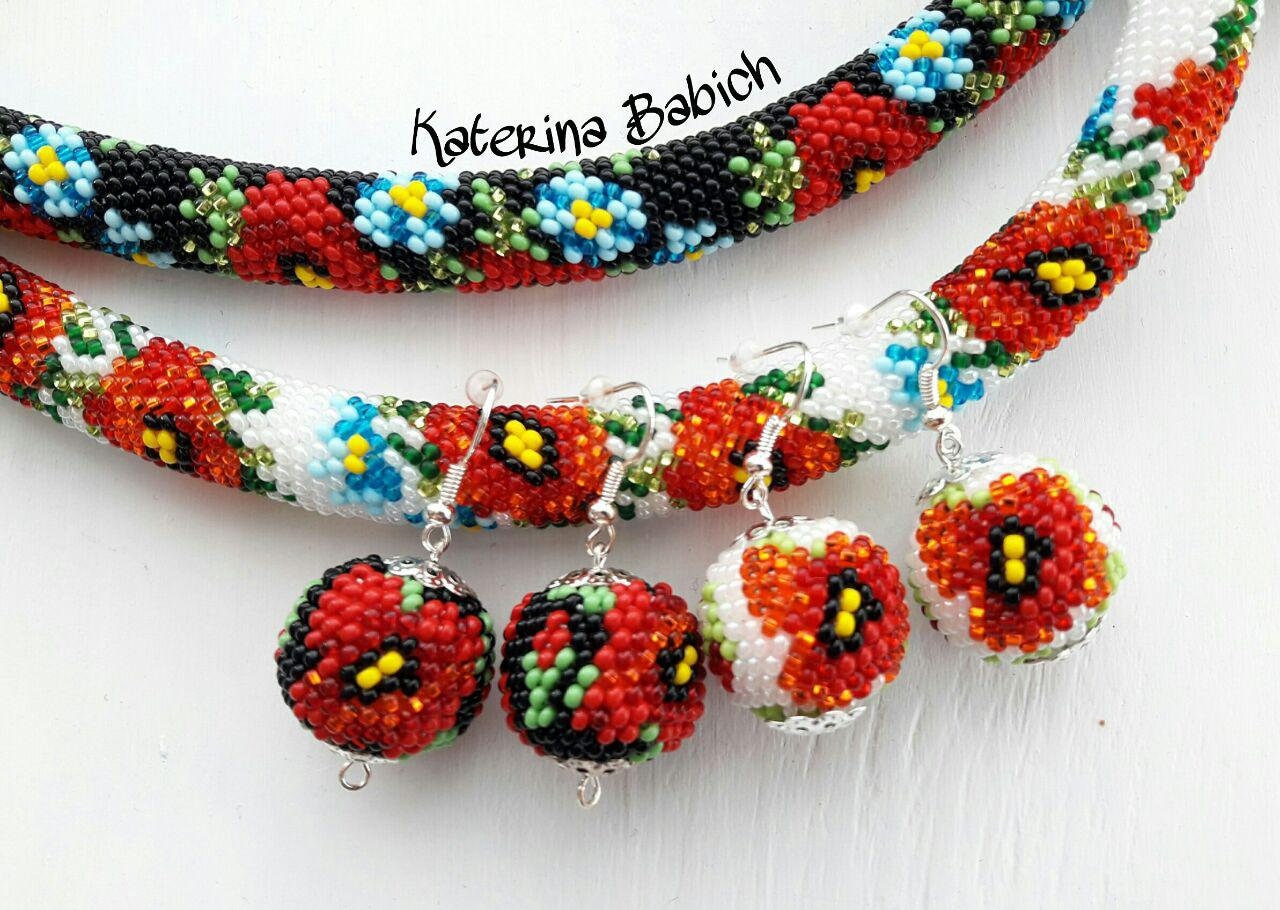Mohnblumen Kette, Handgemachte Mohnblumen Kette Mohnblumen Kette, Handgemachte Mohnblumen Kette von EnkarraBeads