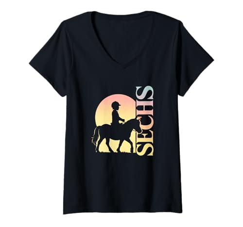Damen Pferde Reiterin Pferd Mädchen Tochter Schwester T-Shirt mit V-Ausschnitt Damen Pferde Reiterin Pferd Mädchen Tochter Schwester T-Shirt mit V-Ausschnitt von Enkelin Geburtstag Geburtstagsgeschenk