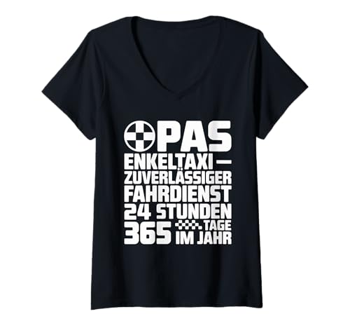 Damen Opas Enkeltaxi Zuverlässiger Fahrdienst T-Shirt mit V-Ausschnitt Damen Opas Enkeltaxi Zuverlässiger Fahrdienst T-Shirt mit V-Ausschnitt von Enkeltaxi Opas Fahrdienst Großvater
